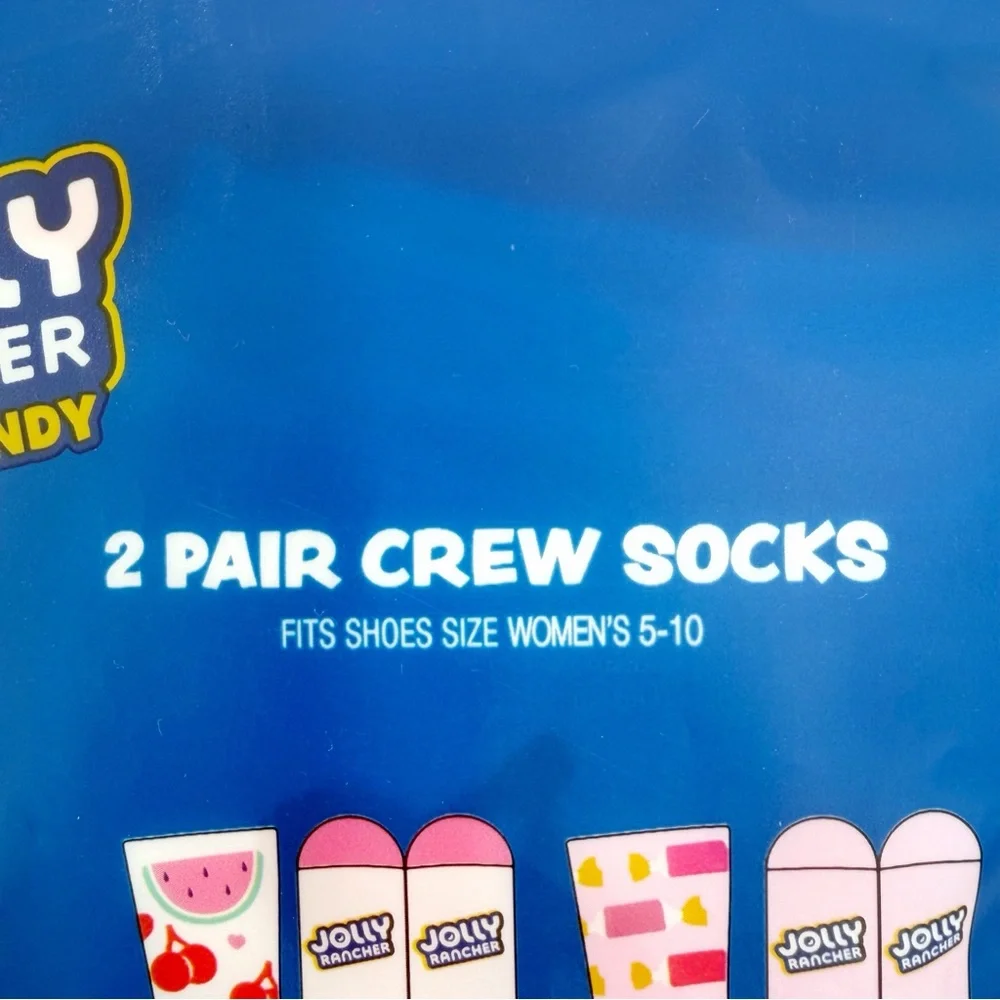 Jolly Rancher Candy Crew Socks Womens Gift Set Cherry Watermelon Light Pink Red
